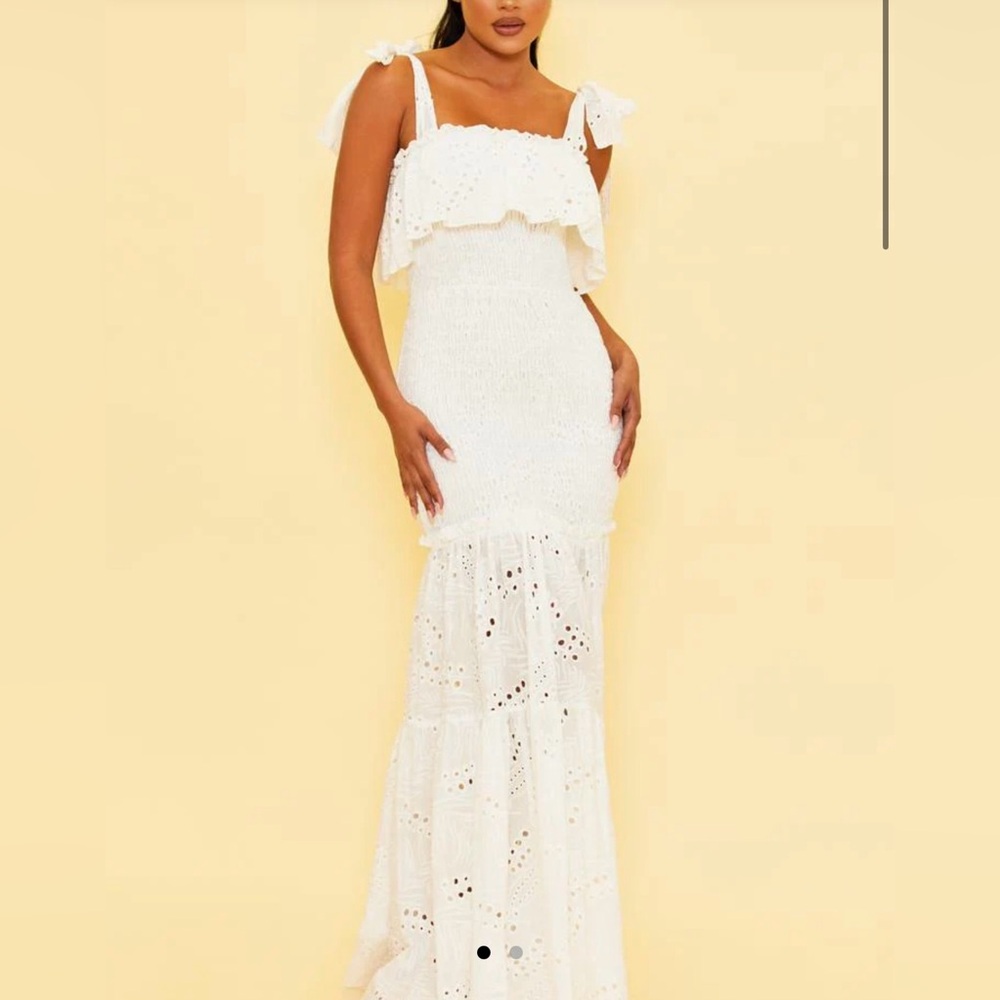 Elegant White Eyelet Dress